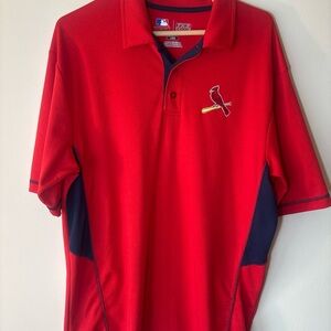 MLB Red and Navy Polo St. Louis Cardinals Golf Polo